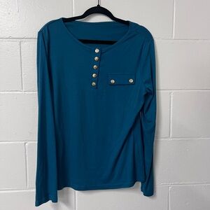 Teal long sleeve tee Actual snap